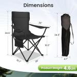 Foristrail Portable Camping Chair 2 Pack, Folding Outdoor Chair with Cup Holder & Side Pocket for Camping, Hiking, Picnic, Beach (Black)