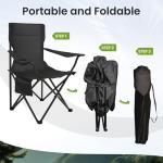Foristrail Portable Camping Chair 2 Pack, Folding Outdoor Chair with Cup Holder & Side Pocket for Camping, Hiking, Picnic, Beach (Black)