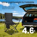 Foristrail Portable Camping Chair 2 Pack, Folding Outdoor Chair with Cup Holder & Side Pocket for Camping, Hiking, Picnic, Beach (Black)