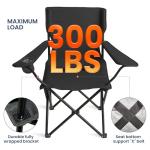 Foristrail Portable Camping Chair 2 Pack, Folding Outdoor Chair with Cup Holder & Side Pocket for Camping, Hiking, Picnic, Beach (Black)