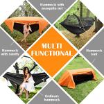 Patent Camping Hammock with Mosquito Net and Rainfly Cover, orange/grey
