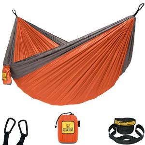 Wise Owl Outfitters Hammock for Camping Single Hammocks Gear for The Outdoors Backpacking Survival or Travel - Portable Lightweight Parachute Nylon SO Orange & Grey