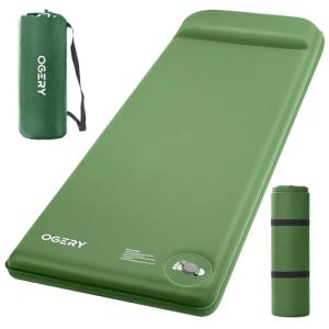 OGERY Self-Inflating Sleeping Pad with Built-in Foot Pump, 3" Memory Foam Camping Mattress for Side Sleepers, Quiet & Insulated Sleeping Mat Camping Essential Gear for Car Tent Camping