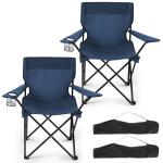 Geisoun 2-Pack Foldable Camping Chairs with Cup Holder, 300LB Lawn Portable Folding Chairs for Adults, Lightweight Outdoor Beach Chairs with Carry Bag for Camp, Fishing, Sports (Navy)