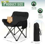 Seeloowy 2 Pack Compact Camping Chairs Portable Folding for Outside with Carry Bag Lightweight Moon Chairs for Travel Picnic Hiking Beach Fishing, 600D Oxford, Supports 330lbs(Black)