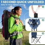 Geisoun 2-Pack Foldable Camping Chairs with Cup Holder, 300LB Lawn Portable Folding Chairs for Adults, Lightweight Outdoor Beach Chairs with Carry Bag for Camp, Fishing, Sports (Navy)