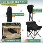Seeloowy 2 Pack Compact Camping Chairs Portable Folding for Outside with Carry Bag Lightweight Moon Chairs for Travel Picnic Hiking Beach Fishing, 600D Oxford, Supports 330lbs(Black)