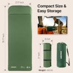 OGERY Self-Inflating Sleeping Pad with Built-in Foot Pump, 3" Memory Foam Camping Mattress for Side Sleepers, Quiet & Insulated Sleeping Mat Camping Essential Gear for Car Tent Camping