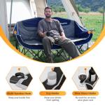 KingCamp 3 Person Camping Chair, Oversized 660lbs Heavy Duty Loveseat for Adults Portable Folding XL 2 Person Couch Padded Comfortable Three Seat with Cup Holder for Outdoor Lawn Backyard, Black/Grey