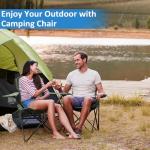 SAILARY Camping Chair 2 Pack Portable Folding Chair with Cup Holder and Cooler Bag, 285lbs Capacity, Upgraded Foldable Chair for Outdoor, Beach, Fishing, Backpacking, Navy Blue