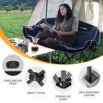 KingCamp 3 Person Camping Chair, Oversized 660lbs Heavy Duty Loveseat for Adults Portable Folding XL 2 Person Couch Padded Comfortable Three Seat with Cup Holder for Outdoor Lawn Backyard, Black/Grey