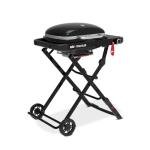 Weber Traveler® Compact Portable Gas Grill (Liquid Propane) for Outdoor Cooking – Black, Porcelain-Enameled Lid, Side Table, Folding Portable Grill with Wheels for Camping, Tailgating & Travel