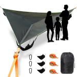 LUKETURE Triangle Camping Hammock, 10ft Multi Person Hammocks Max 1100 lbs for Outdoor Relaxing, Extra Large Hammock w/Ratchet/Webbing Straps (10ft-Triangle Camping Hammock)