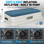 VOSSER Twin Air Mattress with Built-in Pump,Fast & Easy Inflation/Deflation Inflatable Mattress, Foldable Blow Up Mattress with Storage Bag, Inflatable Bed for Home, Camping & Guests