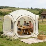 10x10FT Outdoor Mesh Gazebo, UPF50 UV & Waterproof Screen Tent with Full Bug Net, Portable Easy-Assemble Shelter for Patio Camping Picnic, Khaki