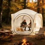 10x10FT Outdoor Mesh Gazebo, UPF50 UV & Waterproof Screen Tent with Full Bug Net, Portable Easy-Assemble Shelter for Patio Camping Picnic, Khaki