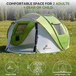 Sportneer Camping Tent: 2 Adults Pop Up Tent with Rain Fly and Carrying Bag - All-Weather Shelter for Camping Backyard Sleepover & Beach, 2 Doors, 3 Top Meshes, Easy Set Up, Size 110''x78''x51''