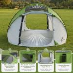 Sportneer Camping Tent: 2 Adults Pop Up Tent with Rain Fly and Carrying Bag - All-Weather Shelter for Camping Backyard Sleepover & Beach, 2 Doors, 3 Top Meshes, Easy Set Up, Size 110''x78''x51''