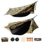 Night Cat Camping Hammock Tent: Lightweight Portable 4 in 1 Hammock with Rain Tarp and Mosquito Net for Hiking Jungle Outdoor Camouflage