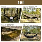 Night Cat Camping Hammock Tent: Lightweight Portable 4 in 1 Hammock with Rain Tarp and Mosquito Net for Hiking Jungle Outdoor Camouflage