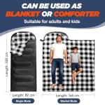 MEREZA Flannel Sleeping Bag for Adults Mens with Pillow, XL Cold Weather Sleeping Bag for 30 Degree 4 Season Camping Large Big and Tall Sleeping Bags with Compression Sack