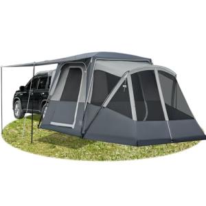 TIMBER RIDGE 5-9 Person SUV Tent with Screen Porch and Awning for Family Camping, Weather Resistant and Portable Van or Car Tent, Includes Rainfly and Storage Bag, 13' W X 10' L X 7.1' H, Grey