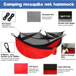 Gold Armour Camping Hammock - Camping Essentials, Double Hammock with Bug Net, Camping Gear Hammock for Outside, Hiking, and Travel (Red & Black)