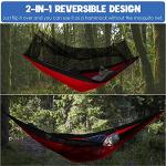 Gold Armour Camping Hammock - Camping Essentials, Double Hammock with Bug Net, Camping Gear Hammock for Outside, Hiking, and Travel (Red & Black)