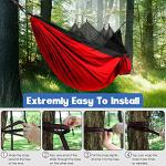 Gold Armour Camping Hammock - Camping Essentials, Double Hammock with Bug Net, Camping Gear Hammock for Outside, Hiking, and Travel (Red & Black)