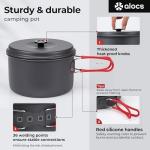 Alocs Camping Cookware, Aluminum Camping Cooking Set Camp Kitchen, Portable Camping Pots and Pans Set, Camping Essentials Mess Kit for Backpacking, Outdoor Cooking and Picnic