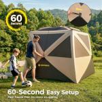 Camping Tent, 4 Person Tent for Camping, Setup in 60 Seconds, 4 Person Pop up Tents, Hub Tents, Water-Resistant, Windproof, Instant Cabin Tents with Rainfly & Carry Bag for Outdoor Camping