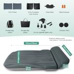 Ciremiv SUV Air Mattress, Double-Sided Thick Flocked Car Air Mattress with Built-in Pump & Pillow, Complete Sleeping Accessories for Auto Camping & Road Trips（Green+Charcoal）