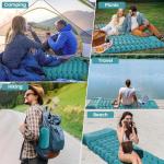 Seektain Inflating Sleeping Pad Mattress for Camping: Inflatable Camping Bed with Built-in Foot Pump for Tent - 4" Extra Thick Mat Air Cot for Floor - Blue