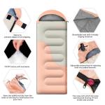 Sleeping Bags for Adults&Kids,Lightweight Waterproof Warm Weather Sleeping Bag,Compact Portable Sleeping Bag for Camping,Essentials Gear for Camping Hiking Outdoor Travel (Pink&Khaki)