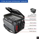 Titan by Arctic Zone Deep Freeze Cooler - 48 Can Zipperless Hardbody Cooler with Deep Freeze Insulation, HardBody Liner, and SmartShelf - Sharkskin Gray