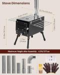 Wood Stove,YRenZ Hot Tent Stove with 7-Section Stainless Steel Chimney, HeatControl Stovepipe and Elbow Pipe, Wood Burning for Outdoor Camping and Ice Fishing