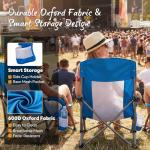 NEWBULIG Low Beach Chair – Folding Camping Chair for Adults, Low Profile Lawn Chair with Cup Holders & Carry Bag, Extra Wide Seat and High Back, Portable for Beach, Outdoors, Travel & Concerts, Blue