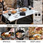 18Pcs Camping Cookware Mess Kit, Joyfair 7.8” Nonstick Camp Cooking Utensil Set (Pot, Pan, Kettle, Grill Grate), Outdoor Backpacking Gear Open Fire Essentials Accessories, Compact/Portable/Lightweight