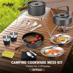 18Pcs Camping Cookware Mess Kit, Joyfair 7.8” Nonstick Camp Cooking Utensil Set (Pot, Pan, Kettle, Grill Grate), Outdoor Backpacking Gear Open Fire Essentials Accessories, Compact/Portable/Lightweight
