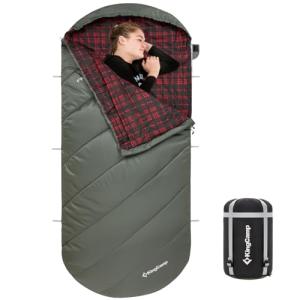 KingCamp Sleeping Bag for Adults, Extra Wide Flannel Sleeping Bag for Camping Backpacking, Warm & Cold Weather, Big and Tall, Lightweight, XL Size, Outdoor Olive