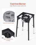 VEVOR Single Burner Outdoor Propane Gas Stove, 100,000 BTU Propane LPG Gas Camping Stove, Heavy Duty Carbon Steel Outdoor Cooker, with Tall Stand & PSI Regulator, for BBQ Camp Home Patio RV Cooking