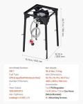 VEVOR Single Burner Outdoor Propane Gas Stove, 100,000 BTU Propane LPG Gas Camping Stove, Heavy Duty Carbon Steel Outdoor Cooker, with Tall Stand & PSI Regulator, for BBQ Camp Home Patio RV Cooking