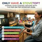 Camping Oven - Pop-On-Top Full Size Baking Oven for Outdoor, RV, Tent Camping, Preppers, Emergency.