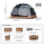 OneTigris JOVIAN 4 Person Camping Tent 3 Season Family Shelter Easy Setup Outdoor Backpacking with 2000mm Outer Rainfly, 5000mm Bottom & Waterproof Floor Mat