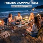KingCamp Aluminum Folding Lightweight Roll Portable Stable Table for Camping Picnic Barbecue Backyard Party, Indoor & Outdoor, Oversize, Silver Black