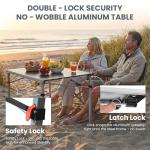 KingCamp Aluminum Folding Lightweight Roll Portable Stable Table for Camping Picnic Barbecue Backyard Party, Indoor & Outdoor, Oversize, Silver Black