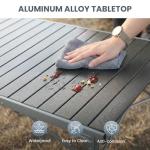 KingCamp Aluminum Folding Lightweight Roll Portable Stable Table for Camping Picnic Barbecue Backyard Party, Indoor & Outdoor, Oversize, Silver Black