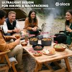 Alocs Camping Cookware Set Camping Gear, Compact Camping Pots and Pans Set, Durable Hard Alumina Camping Cooking Set for Outdoor Backpacking Camping Hiking Picnic, Included Mesh Carry Bag.