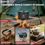 Alocs Camping Cookware Set Camping Gear, Compact Camping Pots and Pans Set, Durable Hard Alumina Camping Cooking Set for Outdoor Backpacking Camping Hiking Picnic, Included Mesh Carry Bag.