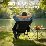 GARLLEN Portable Camping Chair 400LBS Capacity, Folding Backpacking Chair with Both Side Pockets, Folding Travel Chair with Carrying Bag & Anti-Slip Feet for Camping, Hiking, Picnic, Beach